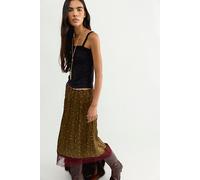 Piper Crinkle Column Midi Skirt at Free People in Olive Combo, Size: XS - female