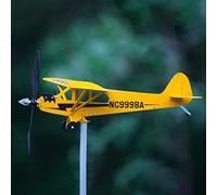 Piper J3 Aircraft Wind Vane, Metal Garden Plane Wind Spinner Windmill Garden Stake, Windmill Airplane Garden Decor Ornament Huasean