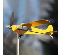 Piper J3 Aircraft Wind Vane, Metal Garden Plane Wind Spinner Windmill Garden Stake, Windmill Outdoor Classic Airplane Garden Decor Ornament Huasean