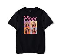 Piper Rockelle The Piper Vintage 90s Varsity T-Shirt Merch Men Short Sleeve Women Funny Tee Unisex (Black,S)