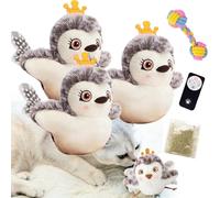 Piper Tomi Cat Toy, Pipertomi Bird Cat Toy, Self-Activating PiperTomi Feathered Friend with Remote, Chirping Flapping Bird Cat Toy, 3-Speed Beating Mode Cat Exercise Toys (3pcs-Owl)