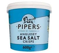 Pipers Anglesey Sea Salt Crisps, 600g Sharing Tub, Premium British Potato Crisps, Gluten-Free, Vegetarian, Vegan (1 Tub x 600g)