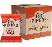 Pipers Hand Cooked Crisps, Made With British Potatoes, 40g (24 Bags x 40g, Biggleswade Sweet Chilli)
