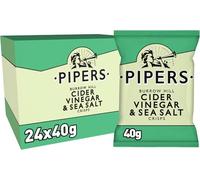 Pipers Hand Cooked Crisps, Made With British Potatoes, 40g (24 Bags x 40g, Burrow Hill Salt & Cider Vinegar)