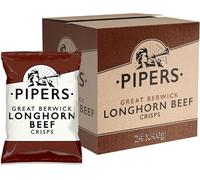 Pipers Hand Cooked Crisps, Made With British Potatoes, 40g (24 Bags x 40g, Great Berwick Longhorn Beef)