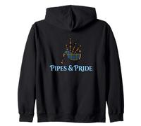 Pipes And Pride Scottish Heritage Highland Bagpiper Zip Hoodie