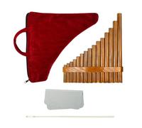 Pipes Pan Flute | Adjustable Natural | Pan Flute for Beginner, 15 Pipes Environmental Wooden G tone Pan Pipe Instrument, Chinese Traditional Musical Instrument, Cleaning Rod Cloth Carrying Bag