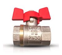PipeSan 1/2" Brass Ball Valve - Female Thread BSP - Wing Handle - Full Bore - Up to 16 Bar - Shut-Off Valve for Plumbing, Heating or Garden Use