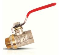 PipeSan 1/2" DN15 Brass Ball Valve - Female x Male Thread - Full Bore Shut-Off Valve - Flat Metal Handle - for Plumbing, Heating & Water Systems