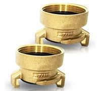 PipeSan Geka Quick Coupling 1 1/4″ - 2-Pack Brass Hose Connector - Female Thread Adapter - Garden Hose Fitting Compatible with Gardena & Geka - Drinking Water Safe - Pressure Tested 16 bar / 120 °C