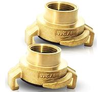 PipeSan Geka Quick Coupling 1/2″ - 2-Pack Brass Hose Connector - Female Thread Adapter - Garden Hose Fitting Compatible with Gardena & Geka - Drinking Water Safe - Pressure Tested 16 bar / 120 °C
