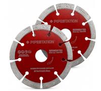 PIPESTATION 115mm Diamond Cutting Discs, 2 Pack Segmented Blades for Angle Grinders, 22.23mm Bore, 10mm Segment Height, Max 13,000 RPM