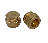 Pipestation® 15mm Brass Compression Stop END Blank Cap for Copper Pipe - Pack of 2