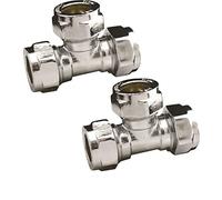 Pipestation® 15mm Chrome Compression Equal Tee | Copper Plumbing Connectors | T-Connector Fitting | Pack of 2