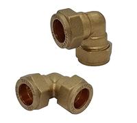 Pipestation 15mm Compression Elbow Connectors (Pack of 2) | Durable Compression Joint Plumbing Fittings for Copper Plumbing Pipe Connectors | 15mm Brass Compressions Plumbers Pipe Fitting