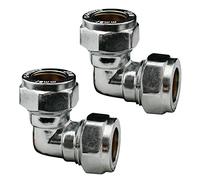 Pipestation 15mm Compression Elbow Connectors (Pack of 2) | Durable Compression Joint Plumbing Fittings for Copper Plumbing Pipe Connectors | 15mm Chrome Compressions Plumbers Pipe Fitting