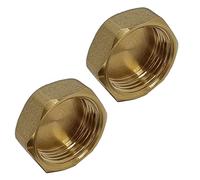 Pipestation® 15mm Fitting Blanking Cap 1/2" Female Thread - Pack of 2 | Compression Plumbing Fittings | Hex Brass Blanking Nut Caps | Blanking Stop Cap 1/2 inch | Brass Fitting Caps | Pipe Fitting Cap