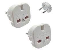 Pipestation 2 Pack - Universal Adapter Plug UK to Europe Type C, E, F - Travel Adapter EU to UK