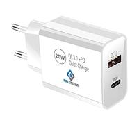 Pipestation 20W European USB Charger Plug with USB-C Fast Charger | European Portable Universal Travel Adapter for Spain, Italy, Greece, France, Europe | EU Plug to 2-Pin Euro Adaptor