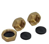Pipestation Compression Fittings 1/2" Brass Blanking Nuts Caps - Pack of 3 | 1/2 inch Compression Blanking End Caps | Radiator Valve Brass Blank Nut End Cap | Plumbing Fittings | Pipe Fitting Cap