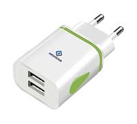 Pipestation EU USB Travel Adapter Charger | 2-Pin Euro Wall Adaptor with 2 USB Ports | European Universal Power Charging compatible with iPhone Samsung Phone Tablet Shaver Toothbrush