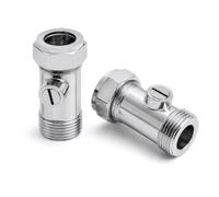 Pipestation Flat Faced Isolation Valve 15mm x 1/2 Inch BSP Male, Straight Compression Service Valve for Flexible Tap Connectors, Hot and Cold Water, 2 Pack