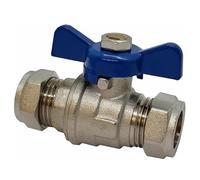 Pipestation Heavy Duty 22mm Full Bore Butterfly Valve with Red and Blue Handles Stop Tap Shut Off Stopcock Isolation Iso Bolofix T Bar