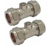 Pipestation Isolation Valve 15mm (2 Pack) | 15mm Isolation Valves | WRAS Approved Plumbing Fittings | Chrome Valves Compression | Fitting Stopcock and Stop Tap Water Shut Off Valve - Easy Installation