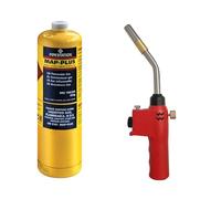 Pipestation PT9000 Blow Torch Kit and 1x Mapp+ Gas Cylinder | Blowtorch & Map Gas Canister | Map Pro Canisters for Soldering Brazing Thawing Heat Treatment | Gas Blow Torch Plus Gas Map+ Gas Included