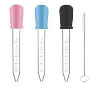 Pipettes Dropper, 3 Pcs Liquid Transfer Dispenser Pipettes, 5 ML Clear Silicone Pipettes Dropper, Graduated Plastic Liquid Dispenser Pipettes, with 1 Pieces Cleaning Brushes