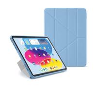 PIPETTO Origami No1 Original Case for iPad (A16) / iPad (2022), Slim 5-in-1 Stand Cover with Hard Clear Back, TPU Bumper, Pencil Compatible - Light Blue