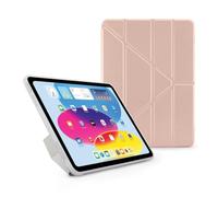 PIPETTO Origami No1 Original Case for iPad (A16) / iPad (2022), Slim 5-in-1 Stand Cover with Hard Clear Back, TPU Bumper, Pencil Compatible - Metallic Pink