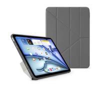 PIPETTO Origami No1 Original Case for iPad Air 11 (M4/M3/M2) / iPad Air 10.9 (2022/2020), Slim 5-in-1 Stand Cover with Hard Clear Back, TPU Bumper, Pencil Compatible - Grey