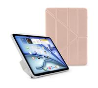 PIPETTO Origami No1 Original Case for iPad Air 11 (M4/M3/M2) / iPad Air 10.9 (2022/2020), Slim 5-in-1 Stand Cover with Hard Clear Back, TPU Bumper, Pencil Compatible - Metallic Pink