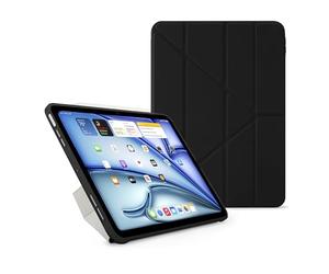 PIPETTO Origami No1 Original Case for iPad Air 11 (M4/M3/M2) / iPad Air 10.9 (2022/2020), Slim 5-in-1 Stand Cover with Hard Clear Back, TPU Bumper, Pencil Compatible - Black