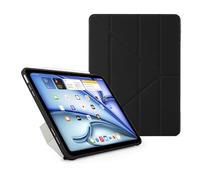 PIPETTO Origami No1 Original Case for iPad Air 13 (M4/M3/M2), Slim 5-in-1 Stand Cover with Hard Clear Back, TPU Bumper, Pencil Compatible - Black