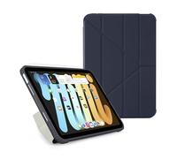 PIPETTO Origami No1 Original Case for iPad Mini (2024/2021), Slim 5-in-1 Stand Cover with Hard Clear Back, TPU Bumper, Pencil Compatible - Dark Blue