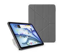 PIPETTO Origami No1 Original Case for iPad Pro 11 (2022/2021/2020/2018), Slim 5-in-1 Stand Cover with Hard Clear Back, TPU Bumper, Pencil Compatible - Grey