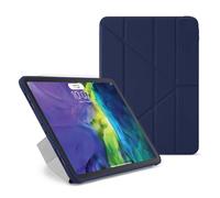 PIPETTO Origami No1 Original Case for iPad Pro 11 (2022/2021/2020/2018), Slim 5-in-1 Stand Cover with Hard Clear Back, TPU Bumper, Pencil Compatible - Dark Blue
