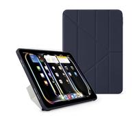 PIPETTO Origami No1 Original Case for iPad Pro 11 (M5/M4), Slim 5-in-1 Stand Cover with Hard Clear Back, TPU Bumper, Pencil Compatible - Dark Blue
