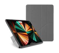 PIPETTO Origami No1 Original Case for iPad Pro 12.9 (2022/2021/2020/2018), Slim 5-in-1 Stand Cover with Hard Clear Back, TPU Bumper, Pencil Compatible - Grey