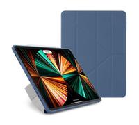 PIPETTO Origami No1 Original Case for iPad Pro 12.9 (2022/2021/2020/2018), Slim 5-in-1 Stand Cover with Hard Clear Back, TPU Bumper, Pencil Compatible - Navy