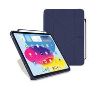 PIPETTO Origami No3 Pencil Case for iPad (A16) / iPad (2022), Slim 5-in-1 Stand Cover with Hard Clear Back, TPU Bumper, built-in Pencil Holder - Dark Blue
