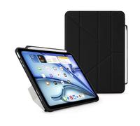PIPETTO Origami No3 Pencil Case for iPad Air 11 (M3/M2) / iPad Air 10.9 (2022/2020), Slim 5-in-1 Stand Cover with Hard Clear Back, TPU Bumper, built-in Pencil Holder - Black