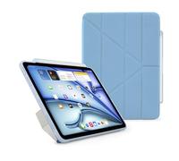 PIPETTO Origami No3 Pencil Case for iPad Air 11 (M4/M3/M2) / iPad Air 10.9 (2022/2020), Slim 5-in-1 Stand Cover with Hard Clear Back, TPU Bumper, built-in Pencil Holder - Light Blue