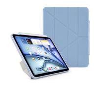 PIPETTO Origami No3 Pencil Case for iPad Air 13 (M3/M2), Slim 5-in-1 Stand Cover with Hard Clear Back, TPU Bumper, built-in Pencil Holder - Light Blue