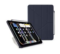 PIPETTO Origami No3 Pencil Case for iPad Pro 11 (2024), Slim 5-in-1 Stand Cover with Hard Clear Back, TPU Bumper, built-in Pencil Holder - Dark Blue