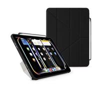 PIPETTO Origami No3 Pencil Case for iPad Pro 11 (M5/M4), Slim 5-in-1 Stand Cover with Hard Clear Back, TPU Bumper, built-in Pencil Holder - Black