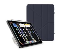 PIPETTO Origami No3 Pencil Case for iPad Pro 13 (M5/M4), Slim 5-in-1 Stand Cover with Hard Clear Back, TPU Bumper, built-in Pencil Holder - Dark Blue