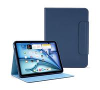 PIPETTO Origami No5 Rotating Folio Case for iPad Air 11 (M4/M3/M2) / iPad Air 10.9 (2022/2020), Cover with Pencil Holder, Portrait/Landscape Stand, Auto Sleep/Wake - Dark Blue/Light Blue